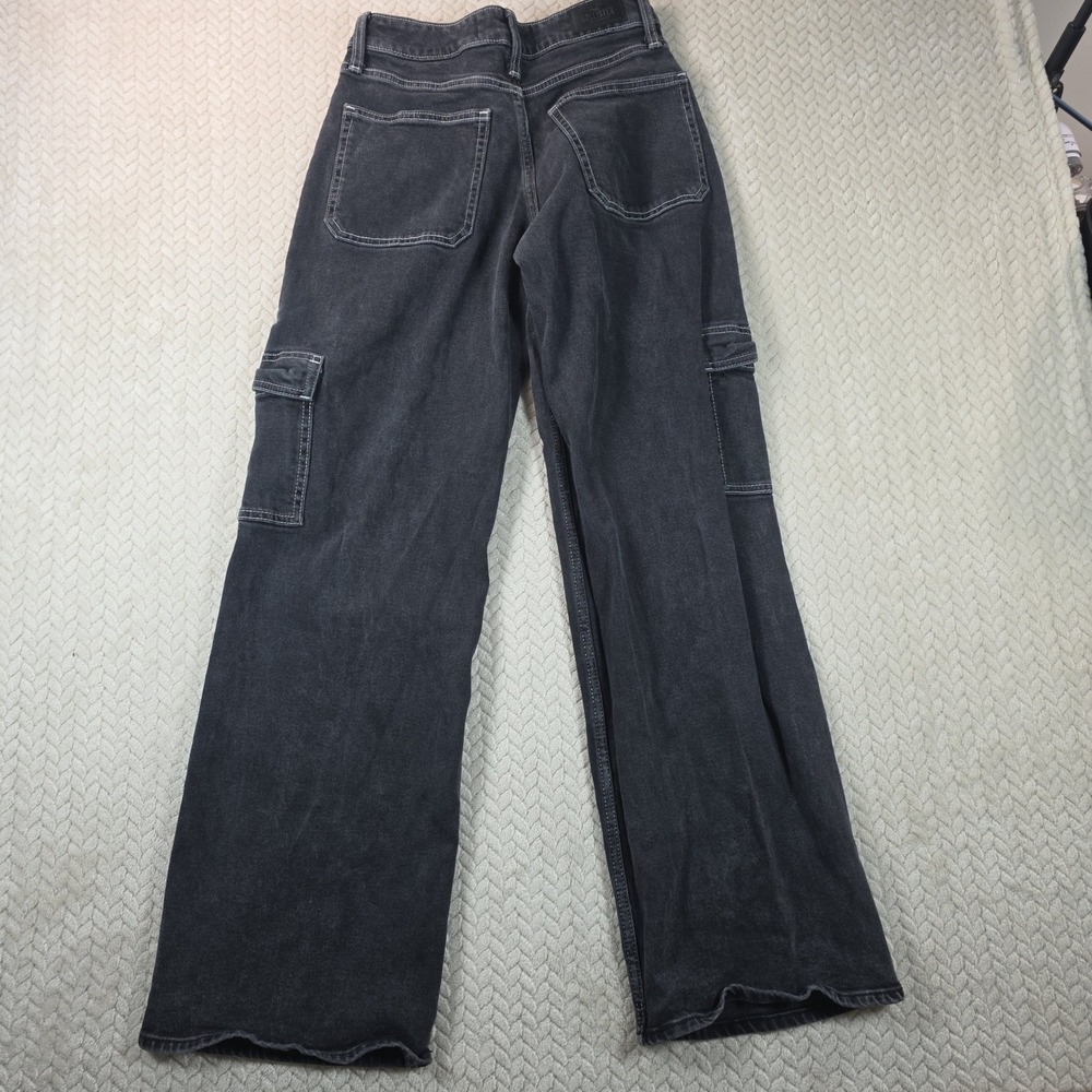 Hollister High Rise Vintage Baggy Cargo Jeans Black Contrast Stitch 1R W25 L31 - Picture 3 of 12